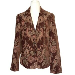 Kasper Tapestry Brocade Blazer Women's 14 (Fits 8) Rust